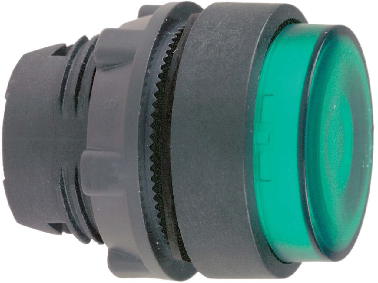 Schneider ZB5AW933 Leuchtdrucktaster, Frontelement, Harmony XB5, Kunststoff, 22m, grün, für universelle LED, beleuchteter Ring