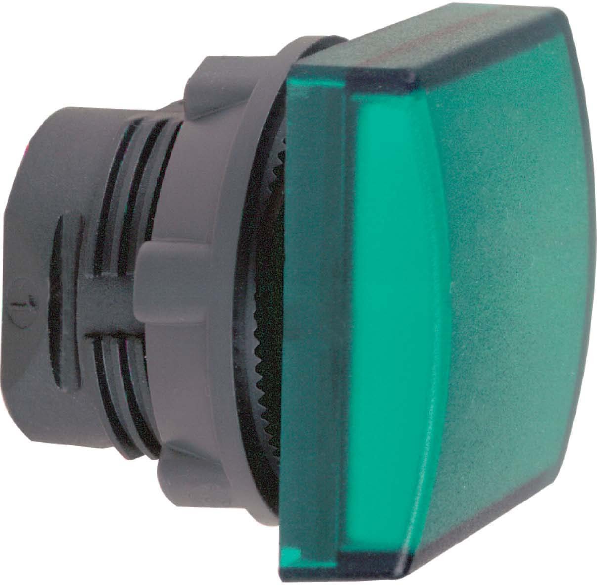 Schneider ZB5CV033 Leuchtmelder, Frontelement, Harmony XB5, Kunststoff, 22mm, grün, für universelle LED, eckig