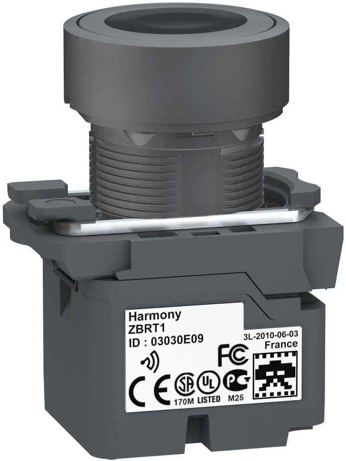 Schneider ZB5RTA2 Funkdrucktaster, Harmony XB5R, Kunststoff, 22mm, schwarz, unbeschriftet, tastend, batterielos, kabellos