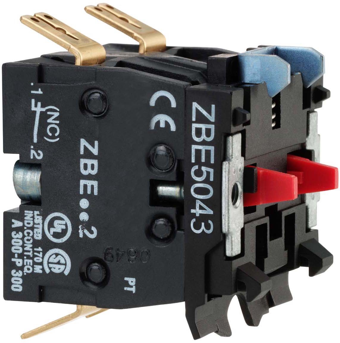 Schneider ZBE5043 Hilfsschalterblock 2Ö, doppelt f. Frontelem. Ø22, Flachsteckanschluss