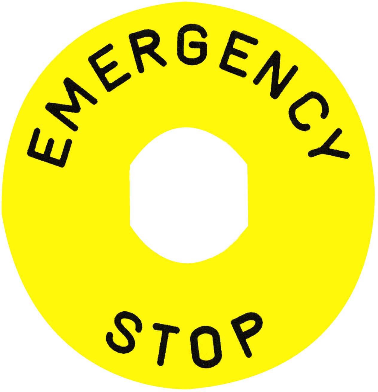 Schneider ZBY8330 Schild, rund, gelb, Ø 90mm -Beschriftung EMERGENCY STOP