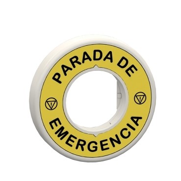 Schneider ZBY9W2B430 Beleuchtbares Schild für Not-Aus/Not-Halt, 1 LED rot, 24V, PARADA DE EMERGENCIA