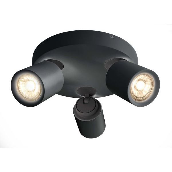 Deko-Light 348174 Deckenaufbauleuchte, Librae Round III, 3x max. 50 W GU10, Schwarz, 220-240 V/AC,