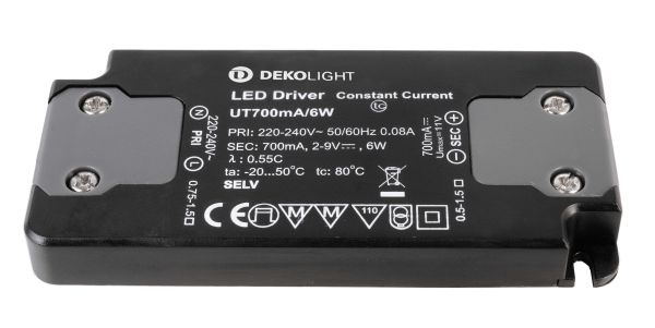 Deko-Light 862048 , Netzgerät (CC, DC), FLAT, CC, UT700mA/6W, Stromkonstant, 1,4-6,0 W,