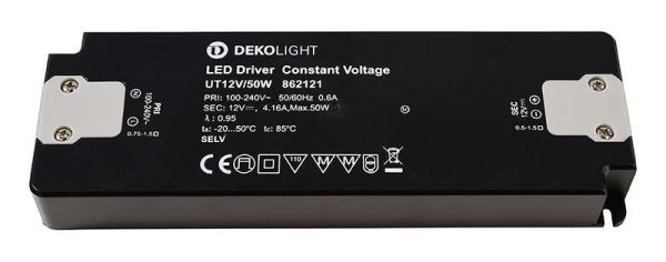 Deko-Light 862121 , Netzgerät (CV, DC), FLAT, CV, UT12V/50W, Spannungskonstant, 50.0 W,