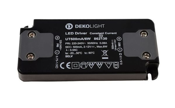 Deko-Light 862130 , Netzgerät (CC, DC), FLAT, CC, UT500mA/6W, Stromkonstant, 1,0-6,0 W,