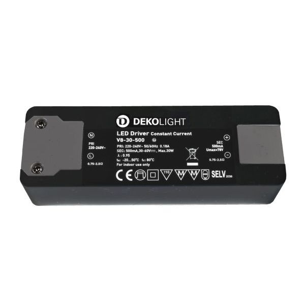 Deko-Light 862196 , Netzgerät (CC, DC), BASIC, CC, V8-30-500mA/30W, Stromkonstant, 15,0-