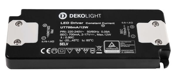 Deko-Light 862227 , Netzgerät (CC, DC), FLAT, CC, UT700mA/12W, Stromkonstant, 1,4-12,0 W