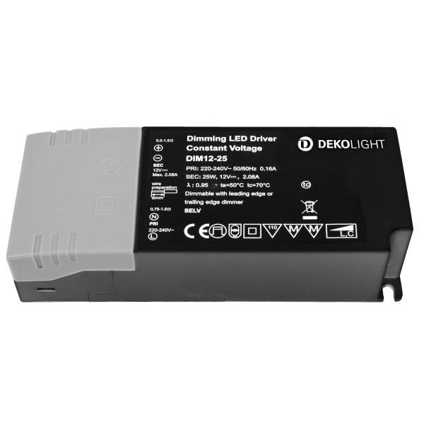 Deko-Light 862240 , Netzgerät (CV, DC) dimmbar, BASIC, DIM, CV, 12V 2,5-25W, Spannungsko