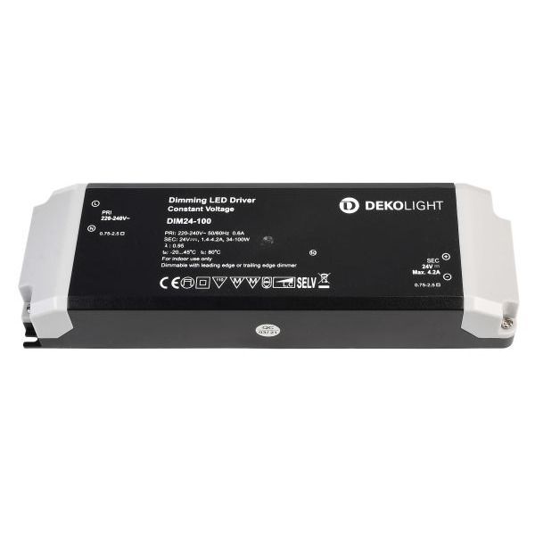 Deko-Light 862242 , Netzgerät (CV, DC) dimmbar, BASIC, DIM, CV, 24V 34-100W, Spannungsko