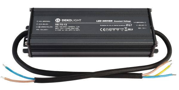 Deko-Light 872084 , Netzgerät (CV, DC), IP, CV, V6-75-12, Spannungskonstant, 75.0 W, 100