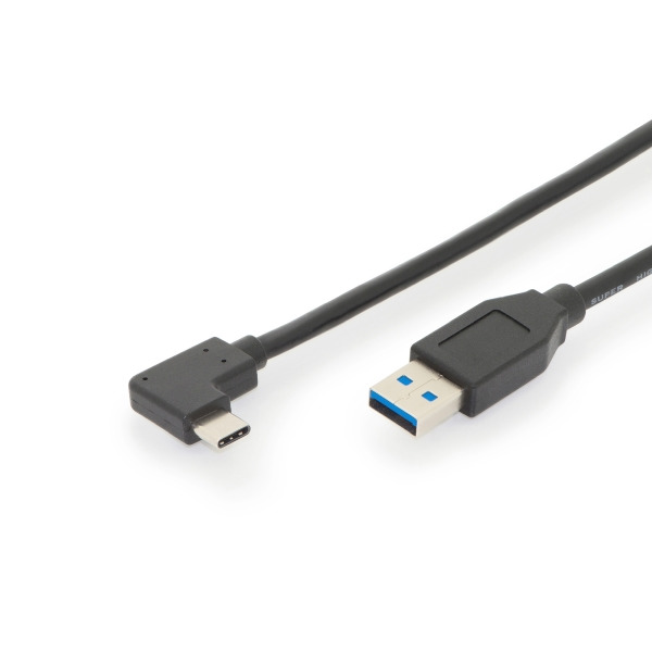 Digitus AK-300147-010-S USB Type-C Anschlusskabel Gen2 Type-C 90° auf A 1 Meter