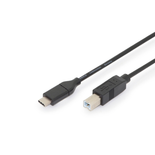 Digitus AK-300150-018-S USB Type-C Anschlusskabel Type-C auf B 1,8 Meter