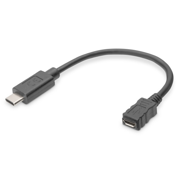 Digitus AK-300316-001-S USB Type-C Adapterkabel Typ-C auf mikro B 0,1 Meter