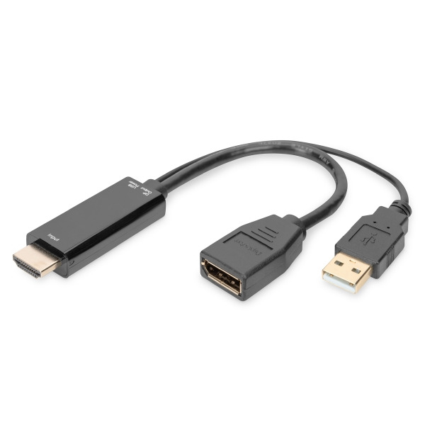 Digitus AK-330101-002-S 4K HDMI Adapter HDMI auf DisplayPort 0,2 Meter