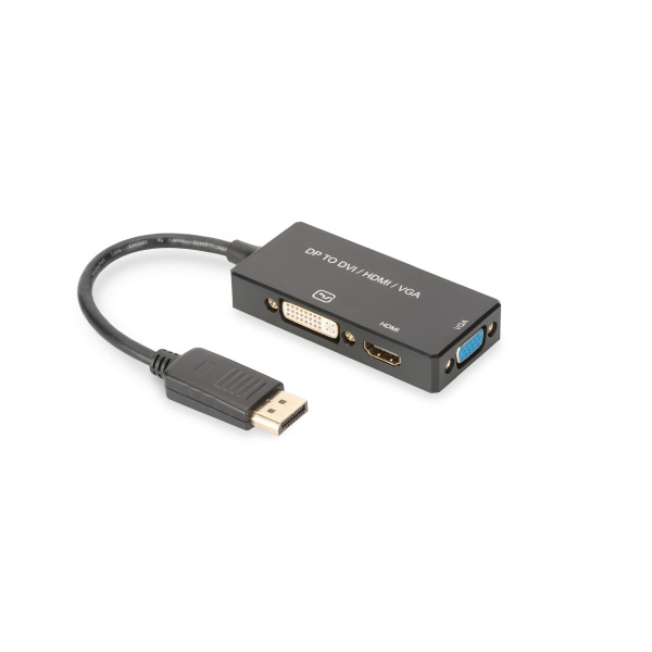 Digitus AK-340418-002-S DisplayPort 3in1 Adapter / Konverter DP HDMI+DVI+VGA 0,2 Meter