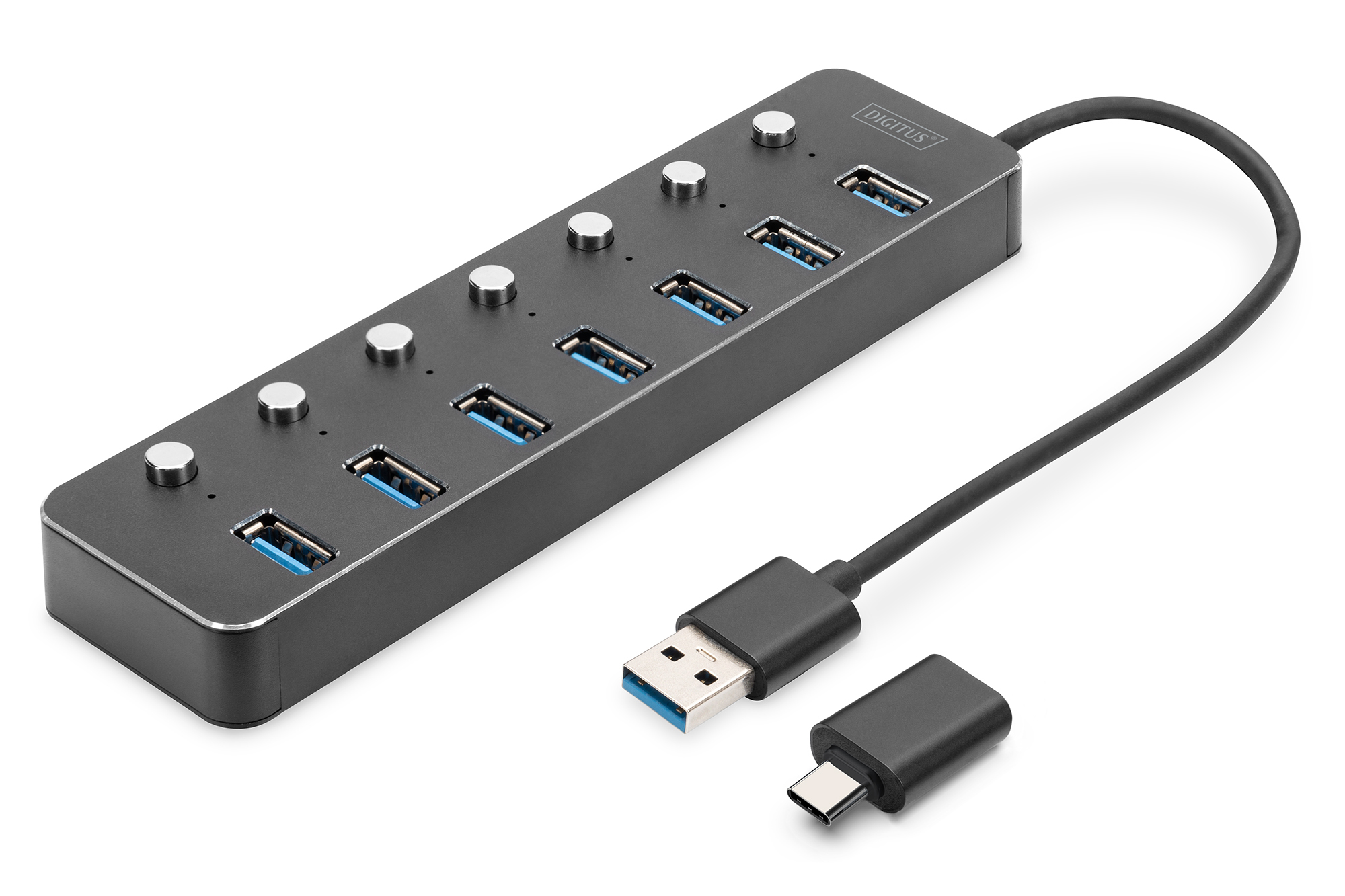 **Digitus DA-70248 USB 3.0 Hub 7-port schaltbar Aluminium Gehäuse