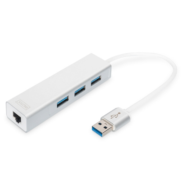 Digitus DA-70250-1 USB 3.0 3-Port Hub & Gigabit LAN-Adapter