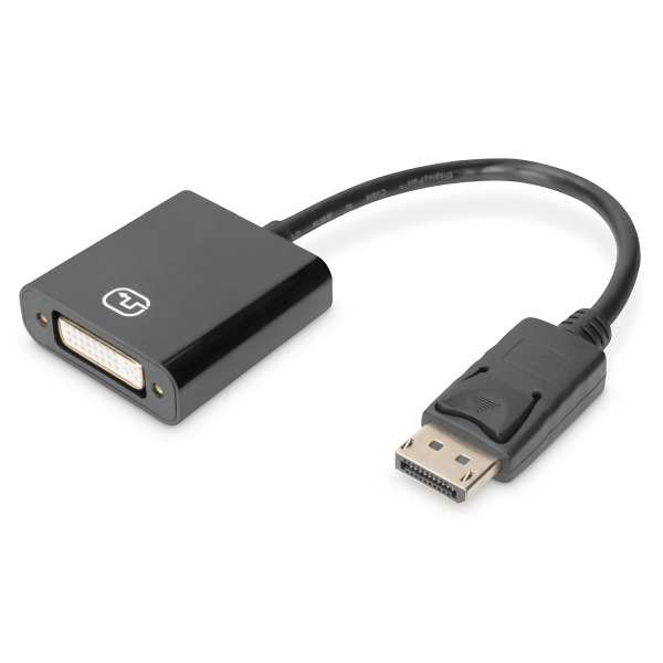 Digitus DB-340414-001-S Aktiver DisplayPort Adapter / Konverter DP auf DVI 0,15 Meter