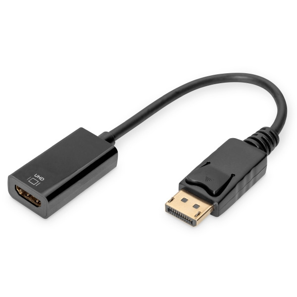 Digitus DB-340415-002-S Aktiver DisplayPort Adapter / Konverter DP auf HDMI 0,2 Meter