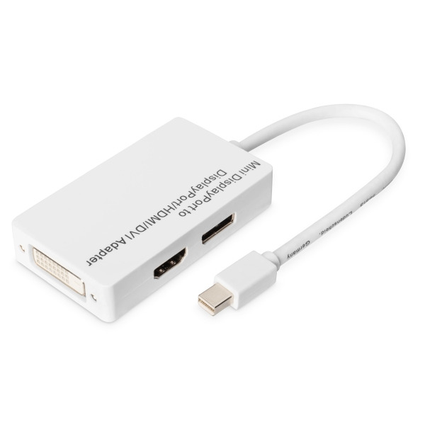 Digitus DB-340509-002-W Mini DisplayPort Adapter / Konverter Mini DP auf DisplayPort HDMI + DVI 0,2 Meter