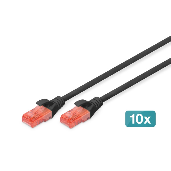 Digitus DK-1617-005-BL-10 CAT 6 U/UTP Patchkabel LSZH schwarz 0,5 Meter 10 Stück