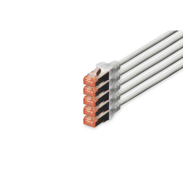 Digitus DK-1644-100-5 CAT 6 S/FTP Patchkabel grau 10 Meter 5 Stück