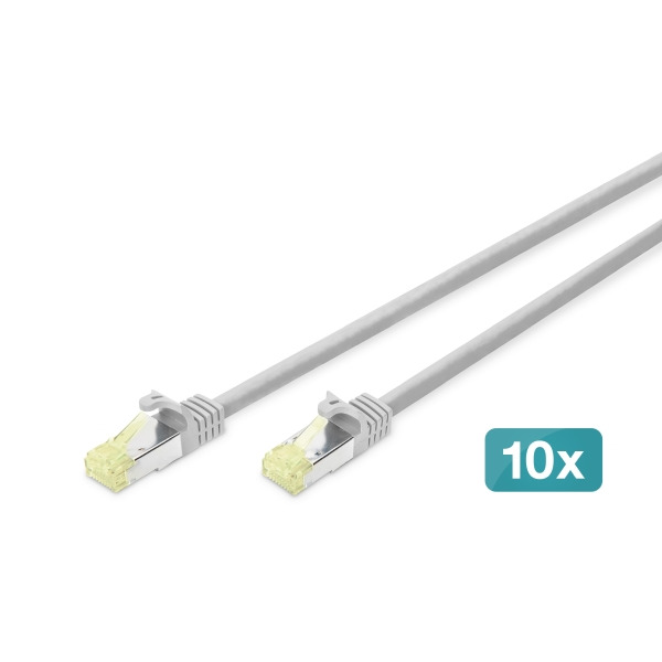 Digitus DK-1644-A-020CL-10 CAT 6A S/FTP Patchkabel Component Level getestet grau 2 Meter 10 Stück