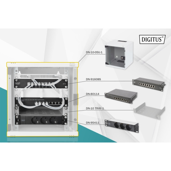 Digitus DN-10-SET-1 Netzwerk-Set 254mm (10 Zoll) 6HE 312 x 100mm (B x T)