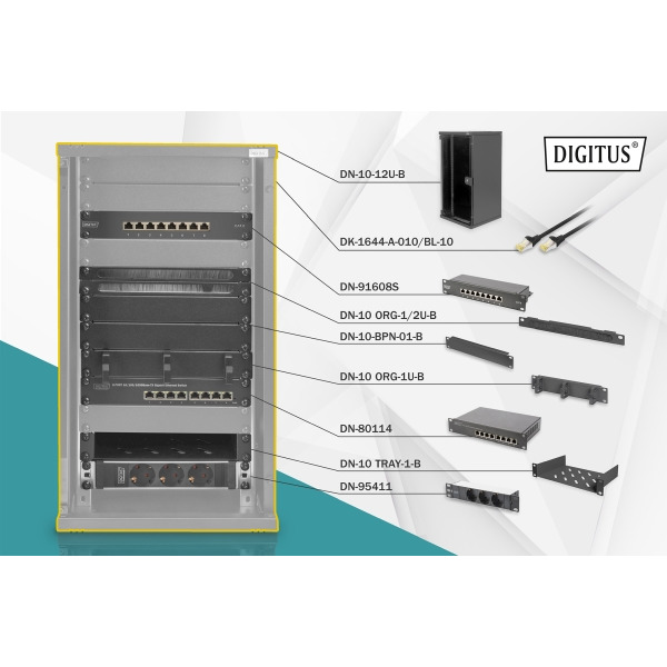 Digitus DN-10-SET-3-B Netzwerk-Set 254mm (10 Zoll) 12HE 312 x 300mm (B x T)