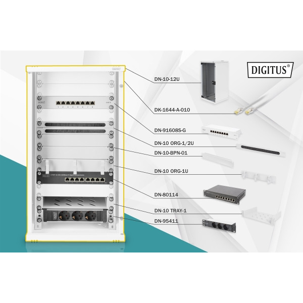 Digitus DN-10-SET-3 Netzwerk-Set 254mm (10 Zoll) 12HE 312 x 300mm (B x T)