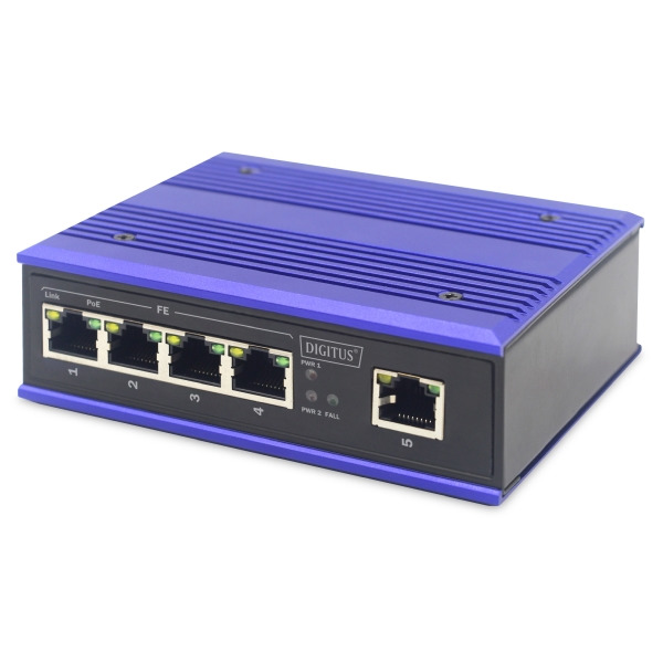 Digitus DN-650107 Industrial 4-Port Fast Ethernet PoE Switch Unmanaged 1 Uplink