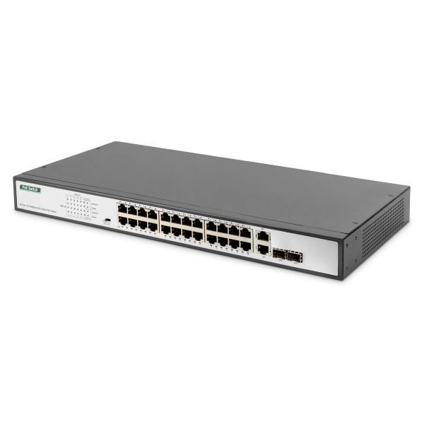 Digitus DN-95343 24-Port Fast Ethernet PoE Switch 19 Zoll Unmanaged 2 Uplinks