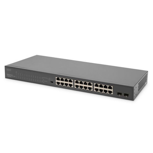 Digitus DN-95348-1 24-Port Gigabit + 2-Port Gigabit SFP Multi-Mode Unmanaged PoE Switch