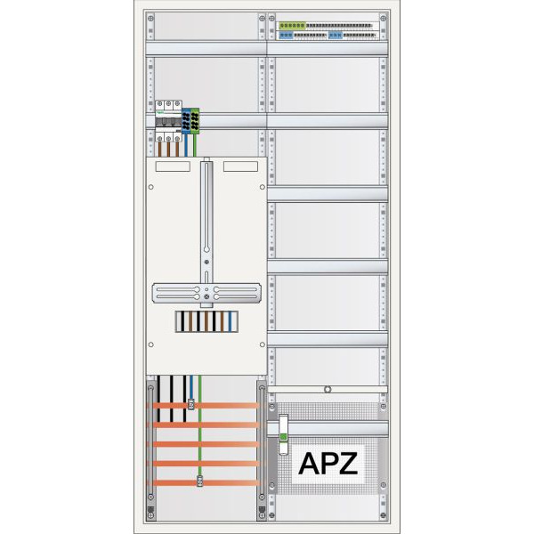 ABN S27ZA210 Zählerschrank 3Pkt 1Z 1V 1APZ sHS IP43 SK2 5-polig BxHxT 550x1100x210mm