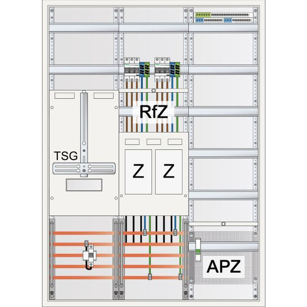 ABN S37EA220Z Zählerschrank eHZ 2Z 1T-3Pkt 1V 1APZ sHS/OKK IP43 SK2 5-polig BxHxT 800x1100x210mm