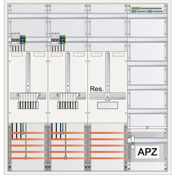 ABN S47ZA621 Zählerschrank 3Pkt 2Z 1R 1V 1APZ sHS ZSK IP43 SK2 5