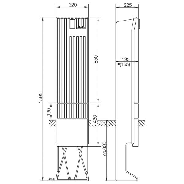 ABN SK152A Säule Bauhöhe 4 max,2 Einbaueinheiten E-Cu 30x6mm Raster 105mm