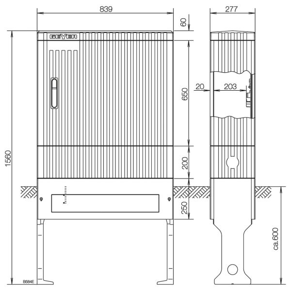 ABN SK157A Säule Bauhöhe 4 max,7 Einbaueinheiten E-Cu 30x6mm Raster 105mm