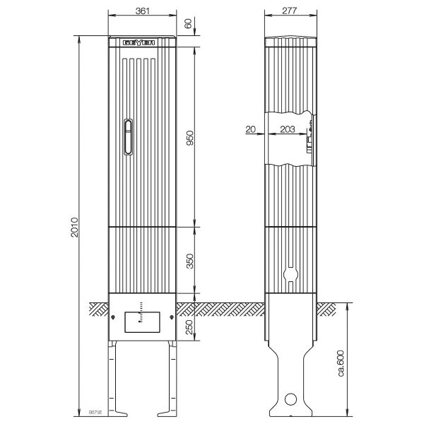 ABN SK202A Säule Bauhöhe 7 max 2 Einbaueinheiten E-Cu 30x6mm