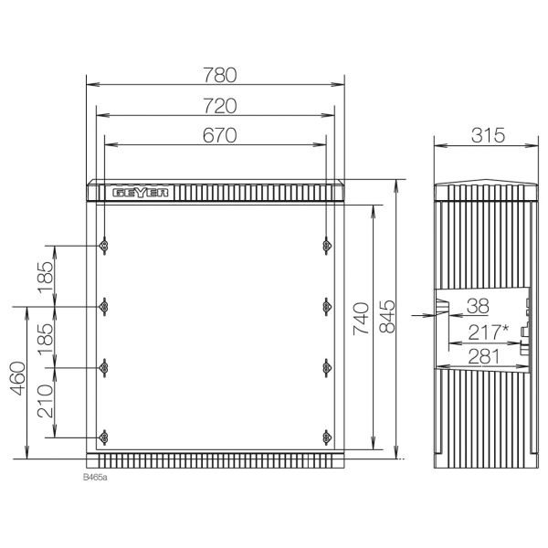 ABN SL081 Kabelverteilerschrank Leer FB3,BH4,Gr,1/845mm 1 Zylinder