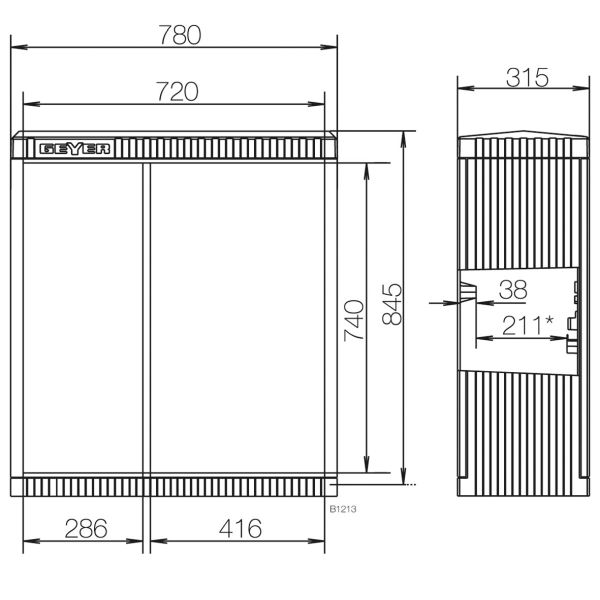 ABN SL081V KVS mit asymmetrischen Türen Montage pl,,FB3,BH4,Gr,1/845mm