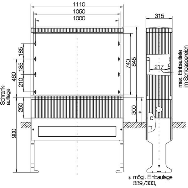 ABN SL082VT Kabelverteilerschrank ESPRO-VT Gr,2 BH5 Gr,2 Höhe 845mm 4-FB Bauhöhe 5