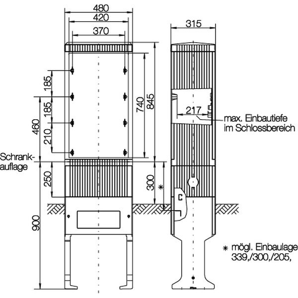 ABN SL084VT Kabelverteilerschrank ESPRO-VT Gr,00 BH5 Gr,00 Höhe 845mm 1-FB Bauhöhe 5