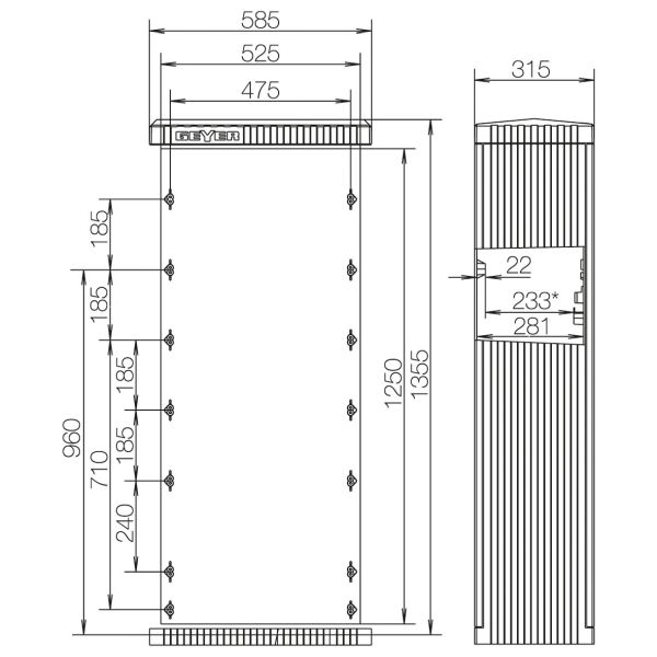 ABN SL130P KVS mit Montage platte FB2,BH8 Gr,0/1355 Doppelschließung 1 Zylinder