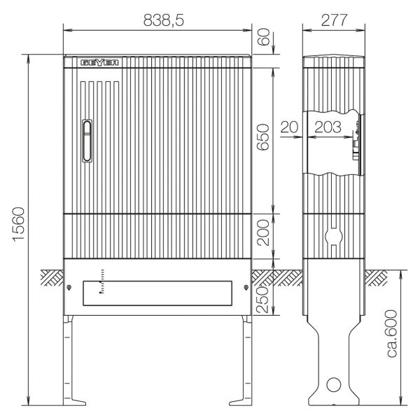 ABN SL157 Anschlusssäule leer HxB-T 1560x838,5x277 mm)