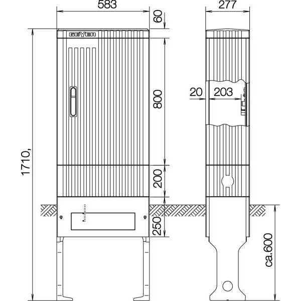 ABN SL175P Anschlusssäule FB2 BH5 mit Montage platte 1 Zylinder eingebaut