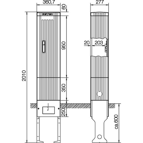 ABN SL202VT Anschlusssäule für ESPRO-VT 1-FB BH7 Höhe 205mm 1-FB Bauhöhe 7