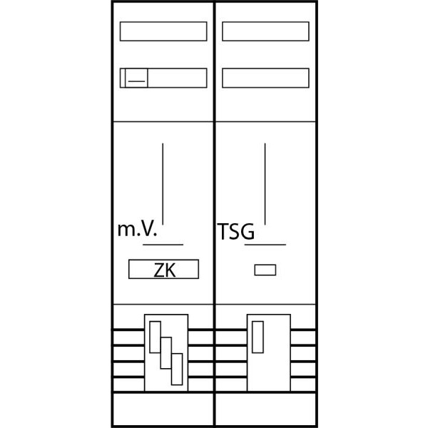 ABN Z27910Z Zählerplatz 3Pkt 1Z 1T NH00 mit sHS/ZSK IP43 SK2 5-polig BxHxT 500x1050x210mm