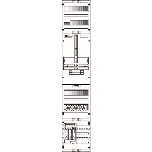 ABN ZW19X430N Zähler-Wandlerfeld 80A SAS-40mm/MPL NH00-Zug,/100A LTS-Abg 250x1050mm